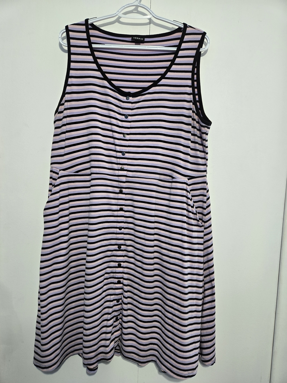 Torrid Size 1X Striped Sleeveless Knit Dress – Soft Stretchy Button Front‎